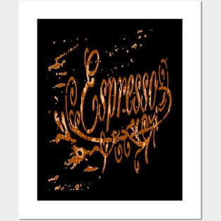 Espresso Coffee Distressed Typography Art Vector Posters and Art